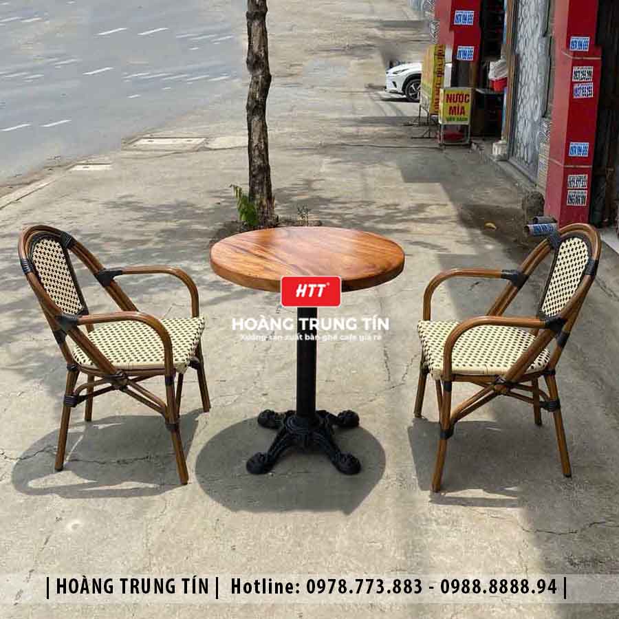 Bàn ghế cafe đan nhựa giả mây HTT-002