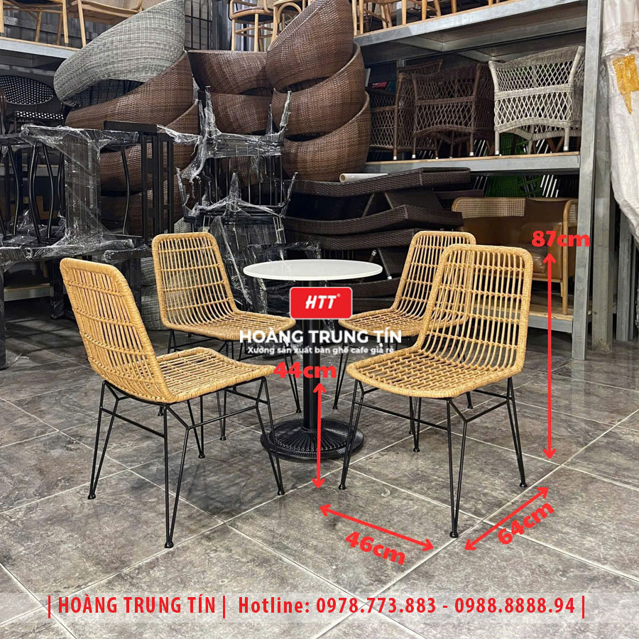 Bàn ghế cafe đan nhựa giả mây HTT-025