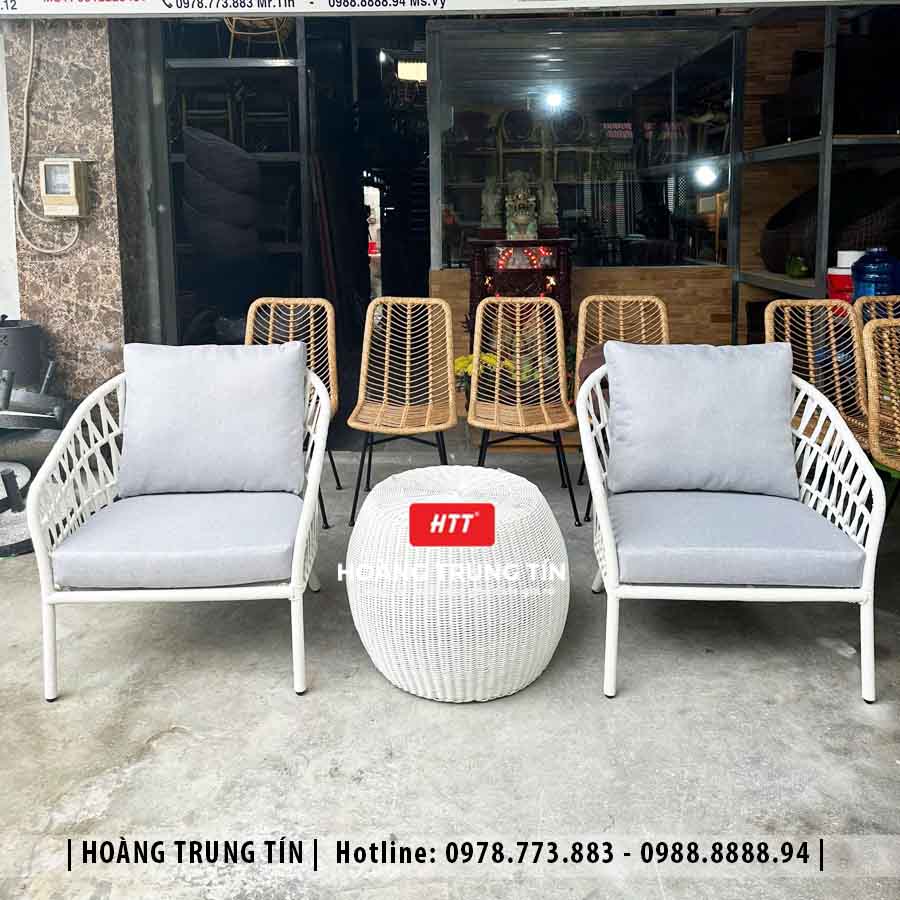 Bàn ghế nhựa giả mây ngoài trời HTT48