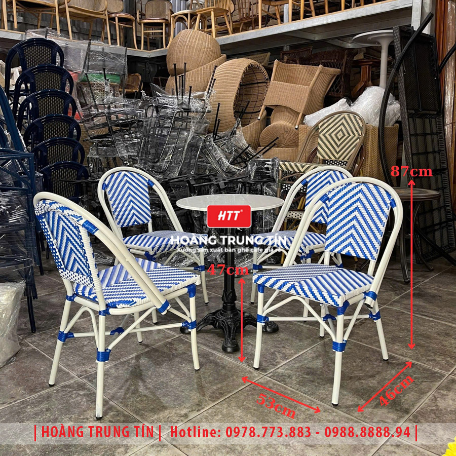 Bàn ghế cafe đan nhựa giả mây HTT-045