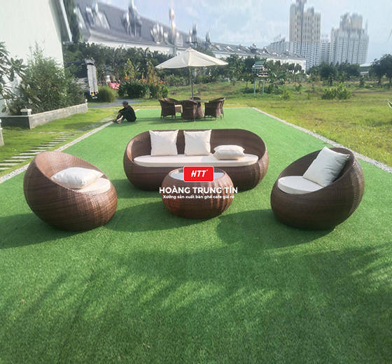 Bộ bàn ghế nhựa giả mây HTT - 008