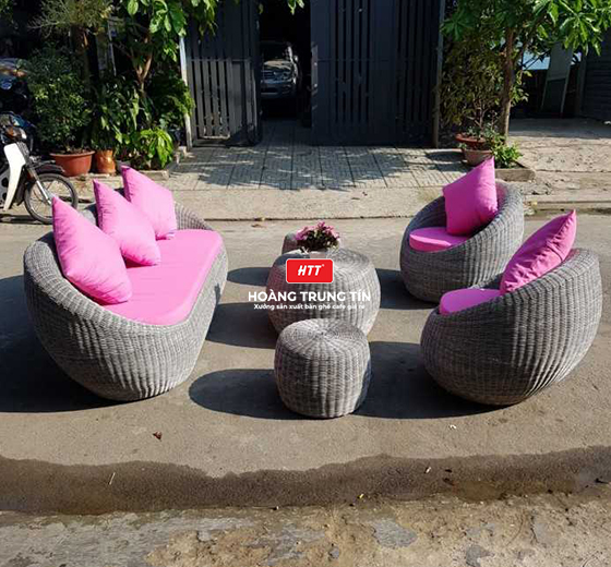 Bộ bàn ghế nhựa giả mây HTT - 008