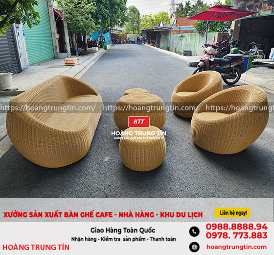 Bộ bàn ghế cafe nhựa giả mây cực đẹp
