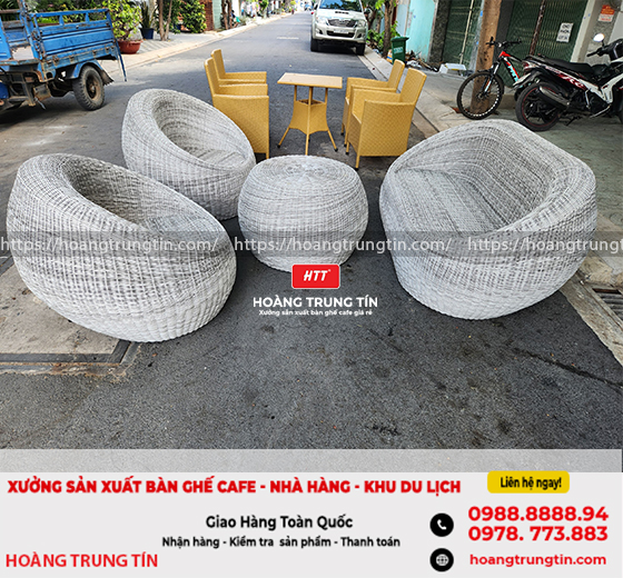 Bộ bàn ghế cafe nhựa giả mây cực đẹp