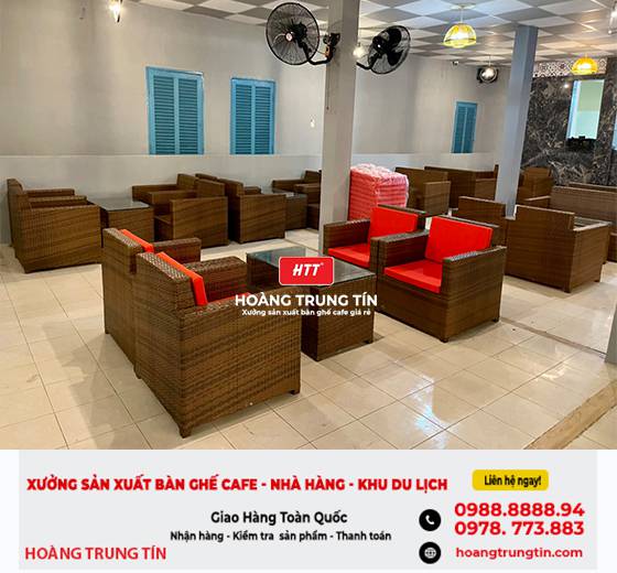 Bàn ghế nhựa giả mây cho quán cafe HTT - 007
