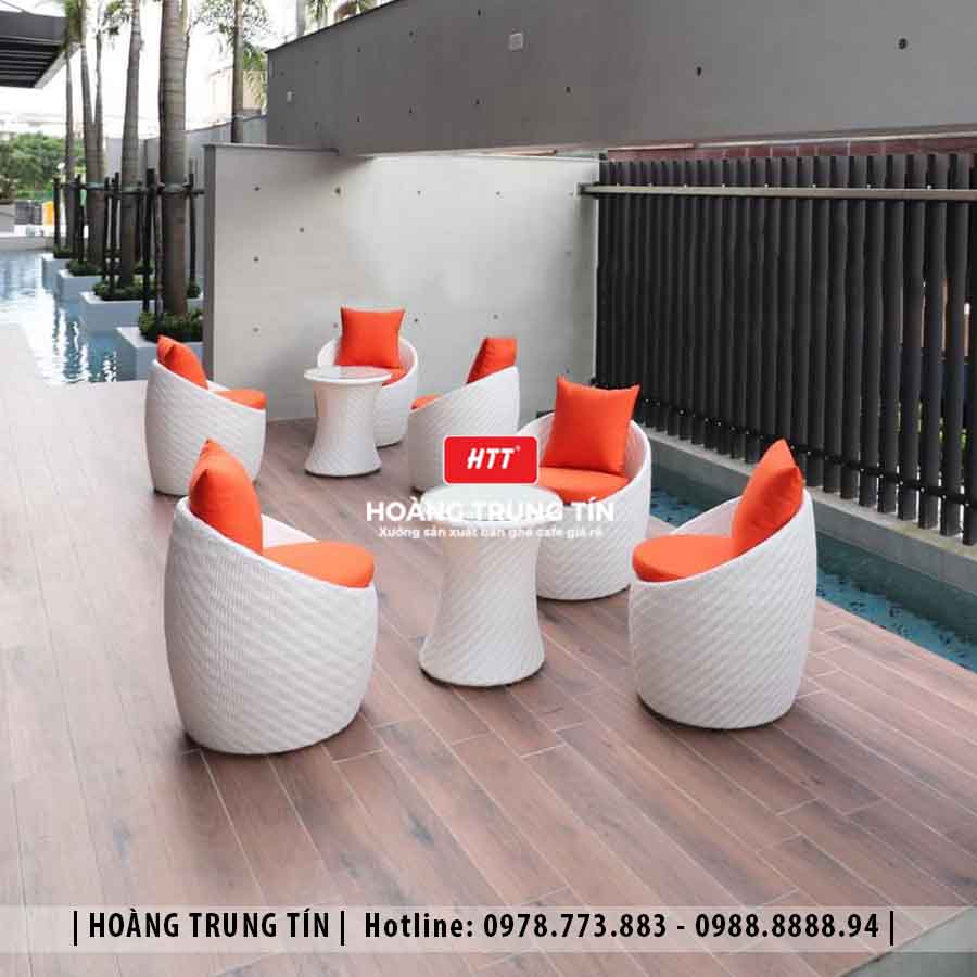 Bàn ghế cafe đan nhựa giả mây HTT-005