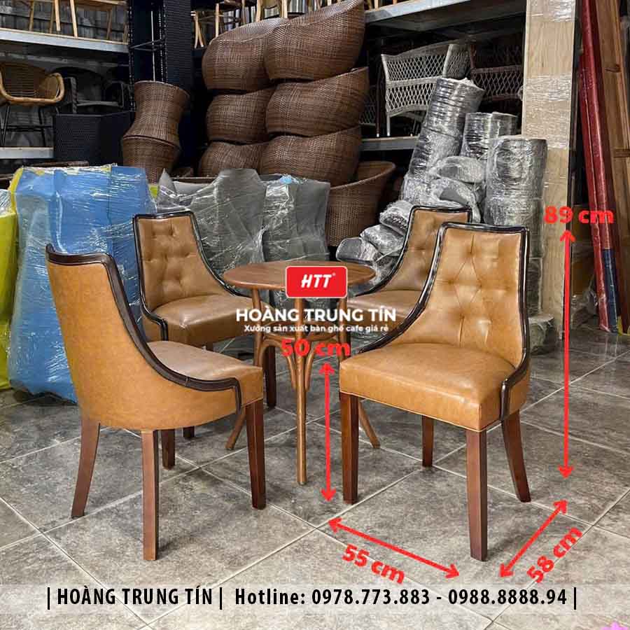 Bàn ghế cafe gỗ nệm cao cấp HTT02