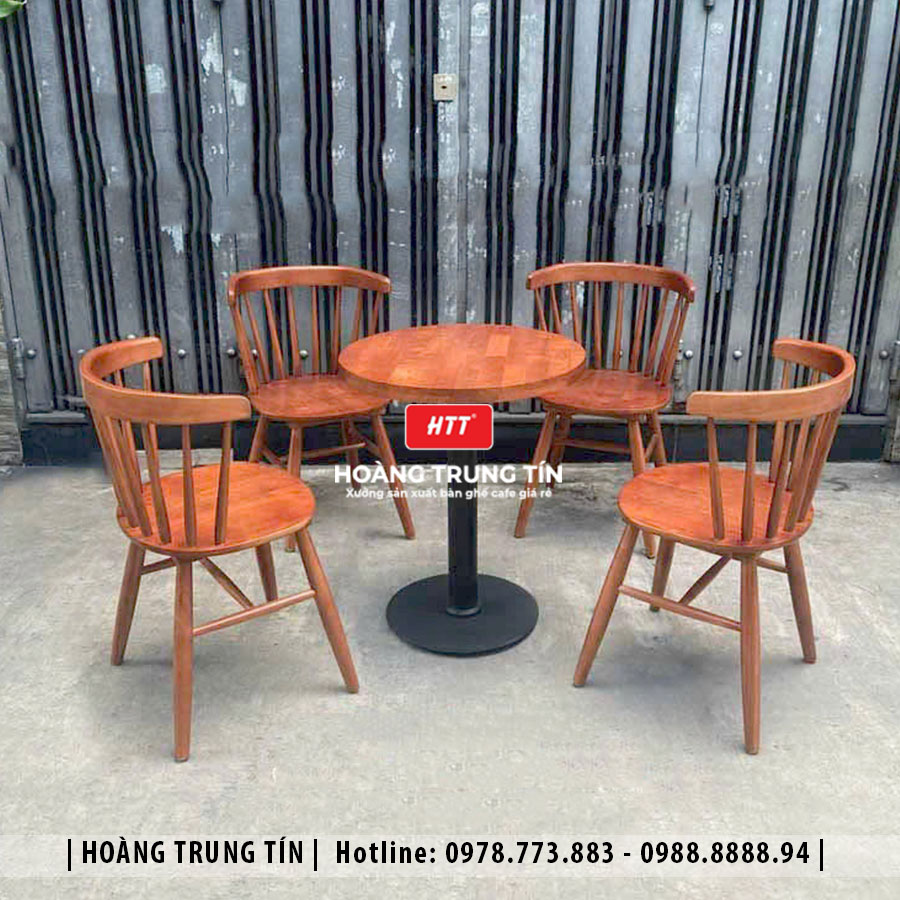 Bàn ghế cafe gỗ cao su HTT01