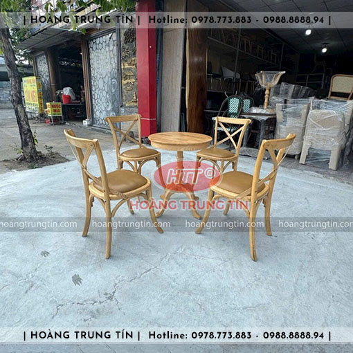 Bàn ghế cafe gỗ nệm HTT001