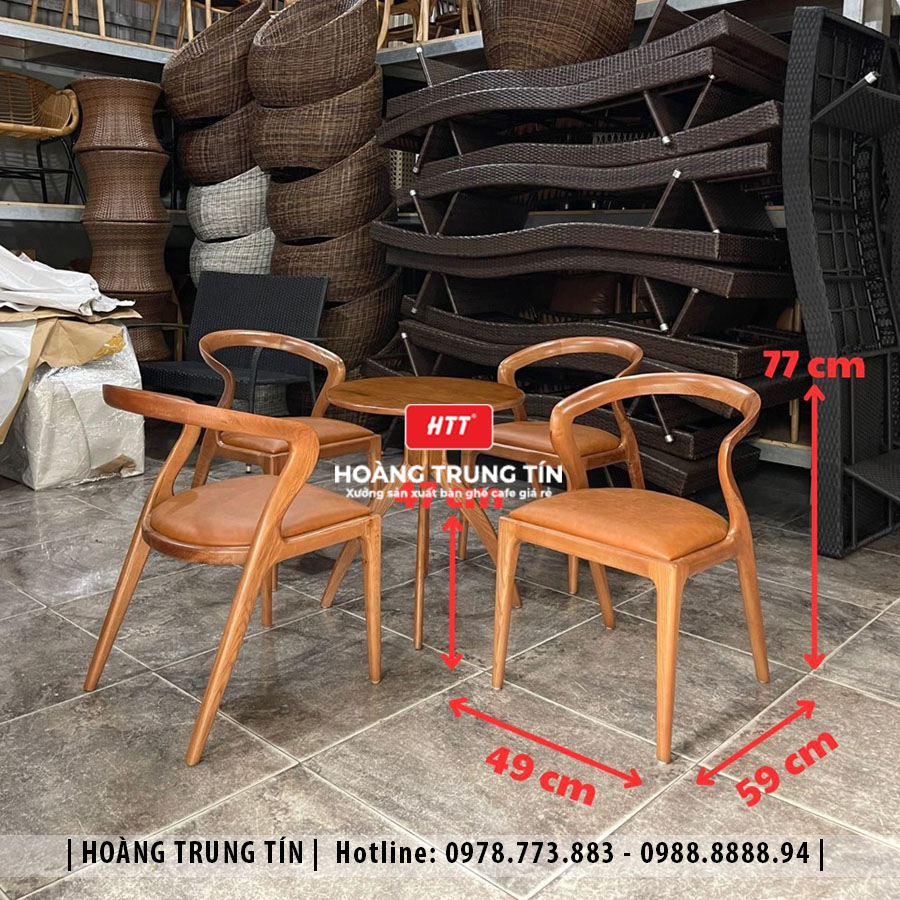 Bàn ghế cafe Salma gỗ Ash nệm cao cấp HTT02