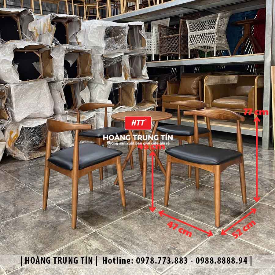 Bàn ghế cafe gỗ nệm HTT017