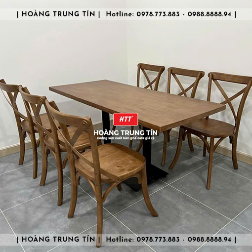 Bàn ghế cafe gỗ nệm HTT003