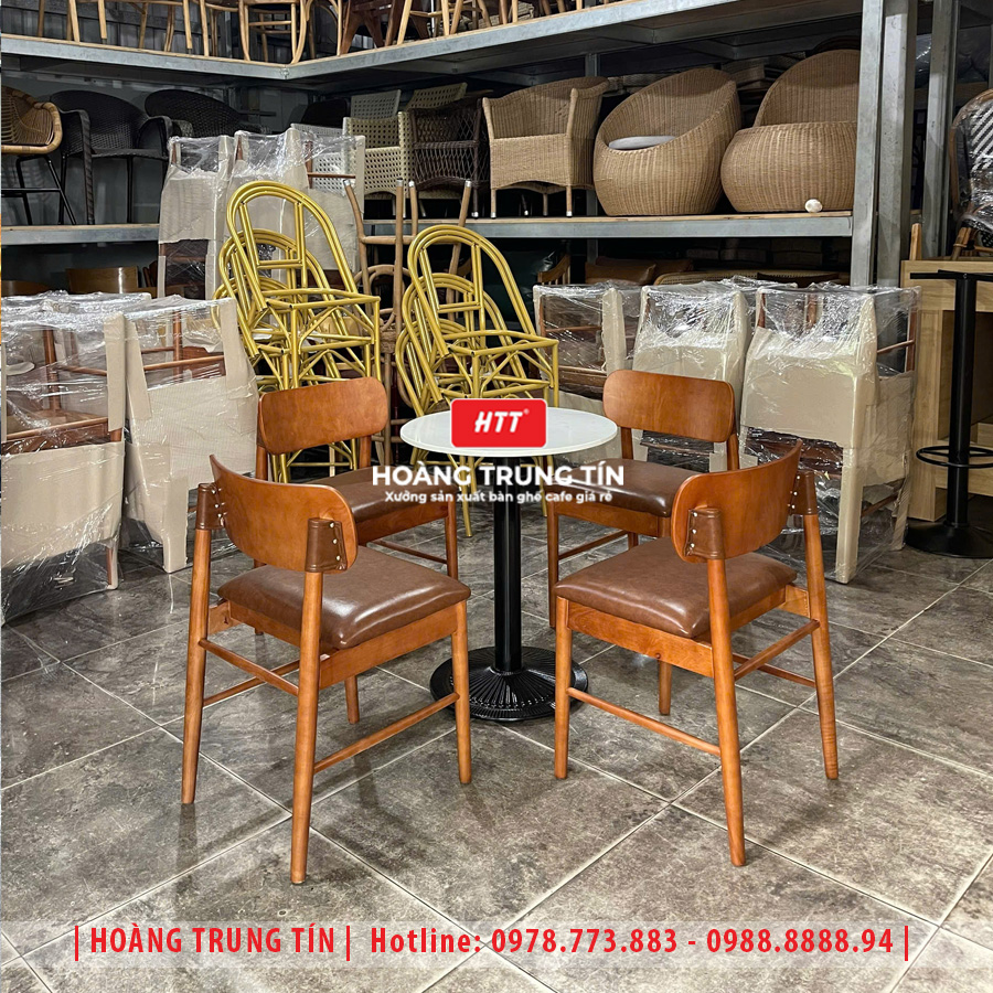 Bàn ghế cafe gỗ nệm HTT032