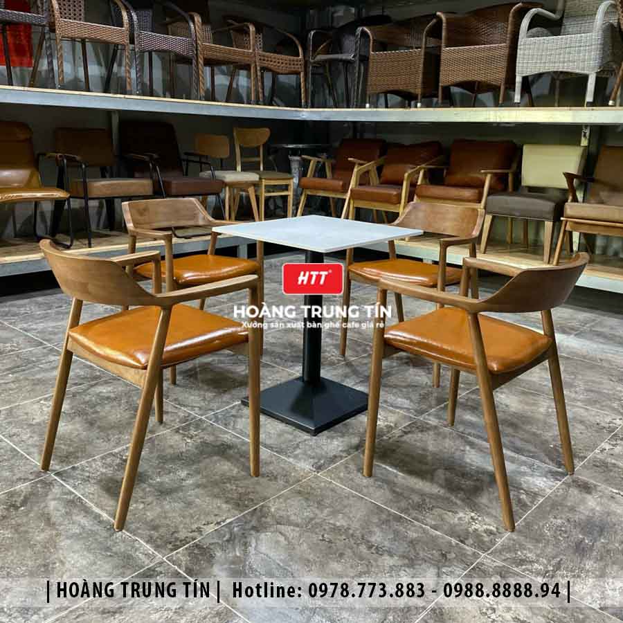 Bàn ghế cafe gỗ nệm HTT018