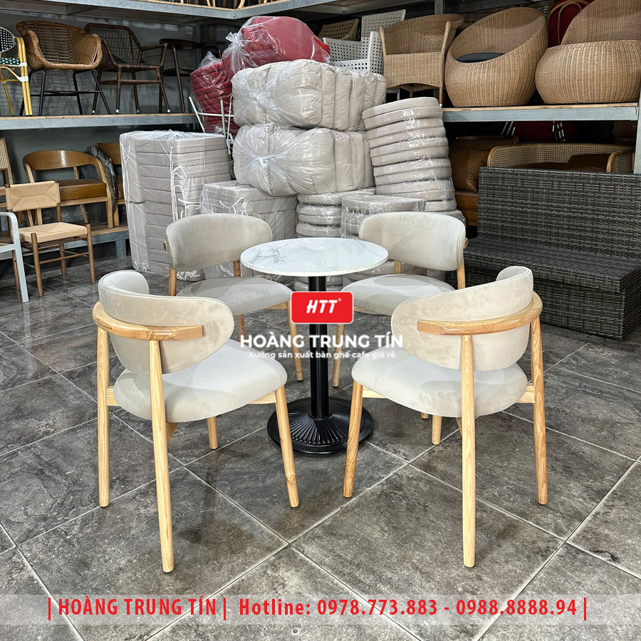 Bàn ghế cafe gỗ nệm HTT035