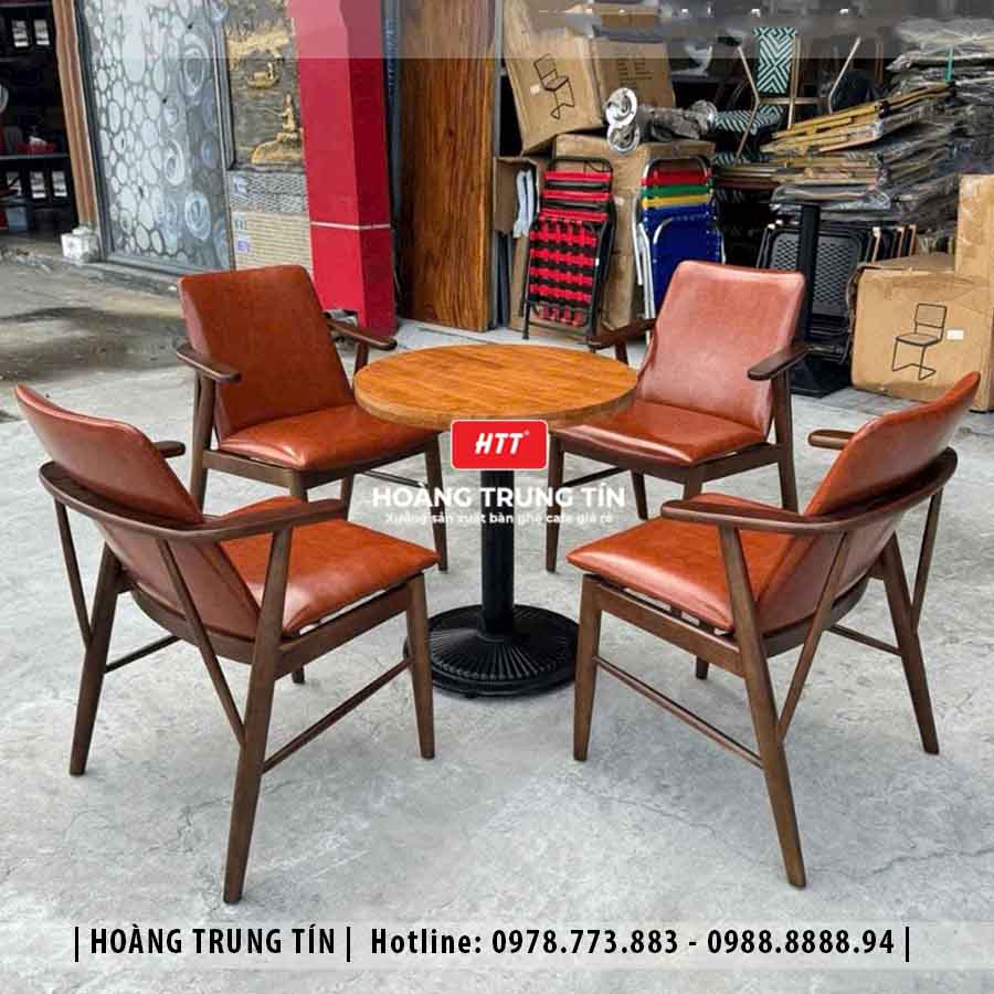 Bàn ghế cafe gỗ nệm HTT020
