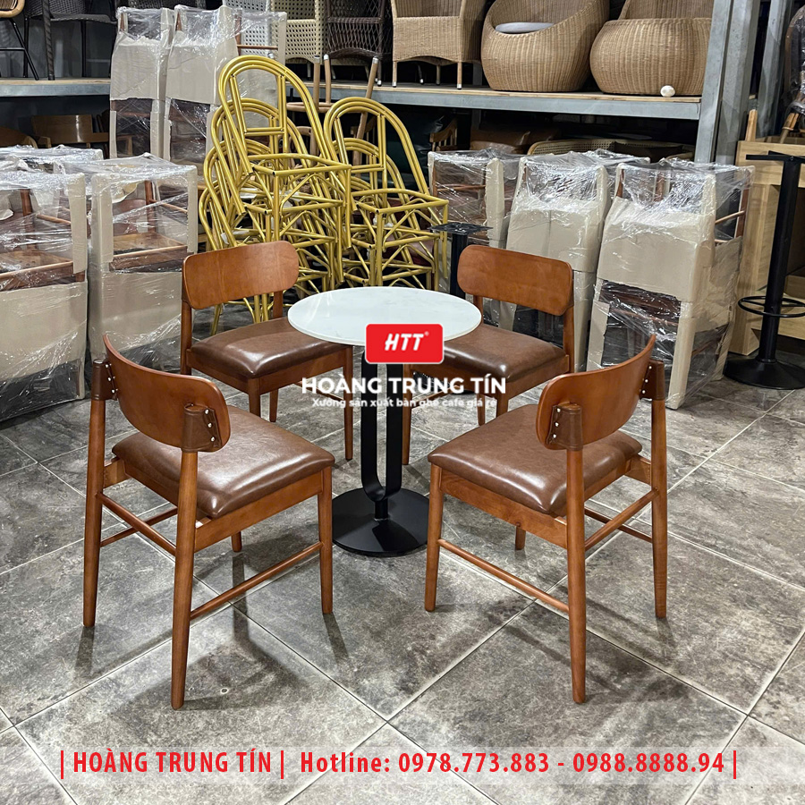 Bàn ghế cafe gỗ nệm HTT032