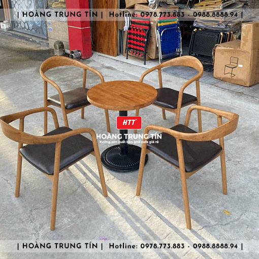Bàn ghế cafe gỗ nệm HTT006