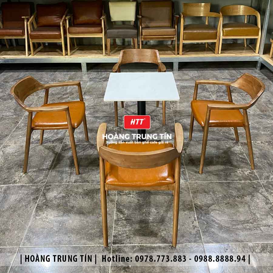 Bàn ghế cafe gỗ nệm HTT018