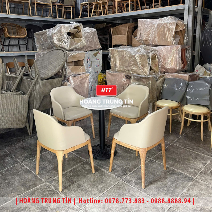 Bàn ghế cafe gỗ nệm HTT029