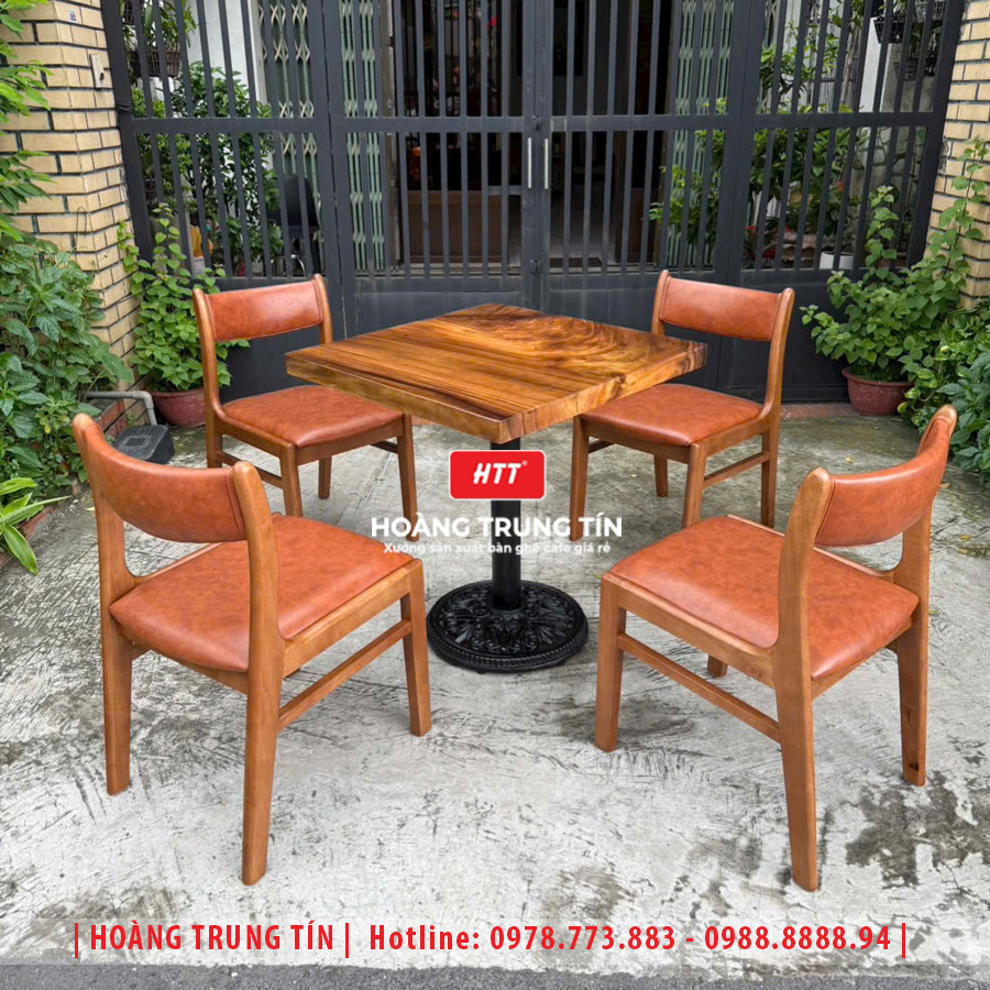 Bàn ghế cafe gỗ nệm HTT036