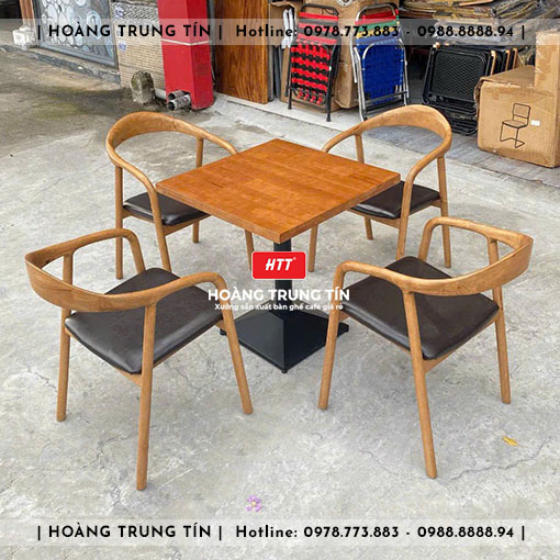Bàn ghế cafe gỗ nệm HTT006