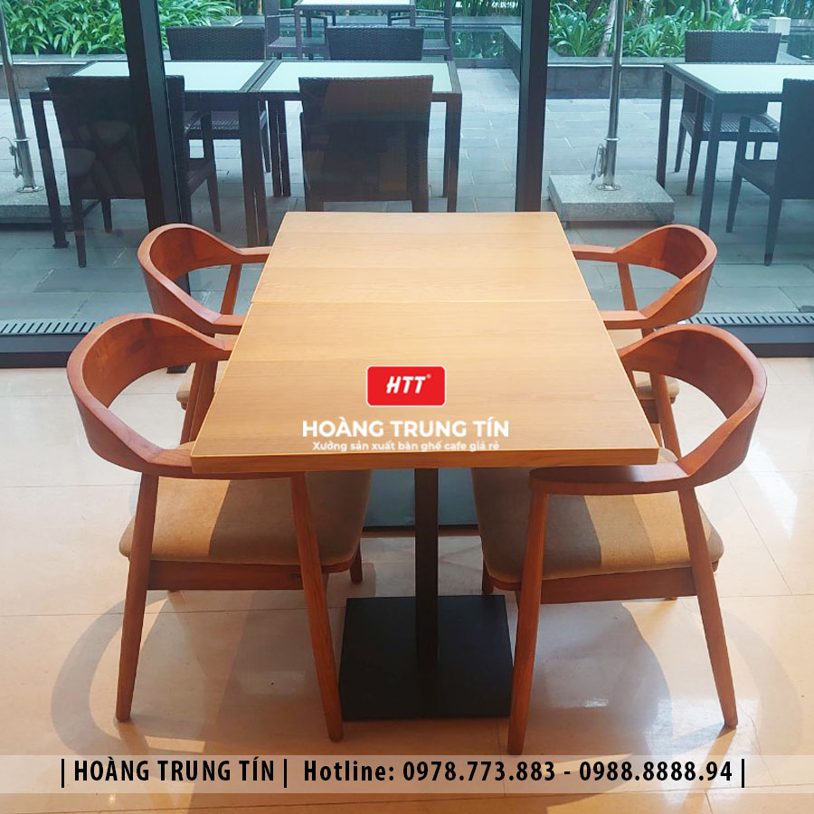 Bàn ghế cafe gỗ nệm HTT01