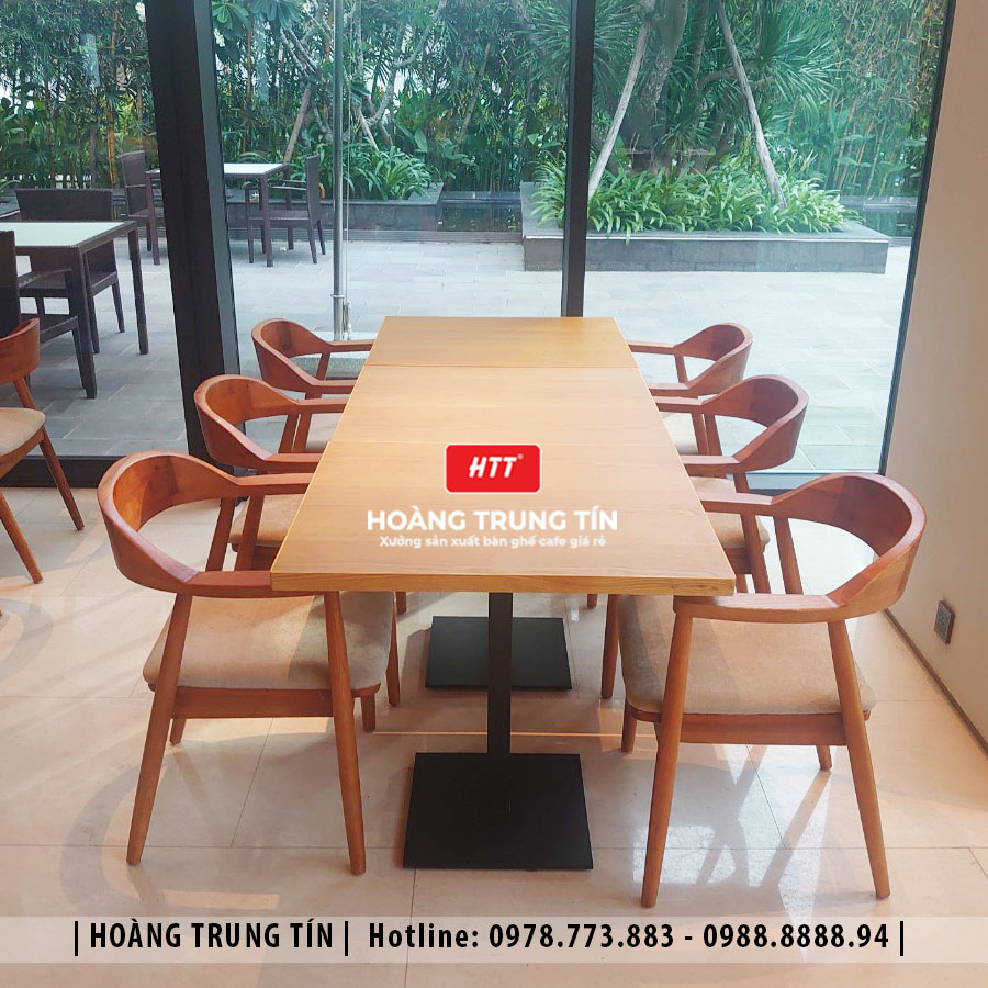 Bàn ghế cafe gỗ nệm HTT01
