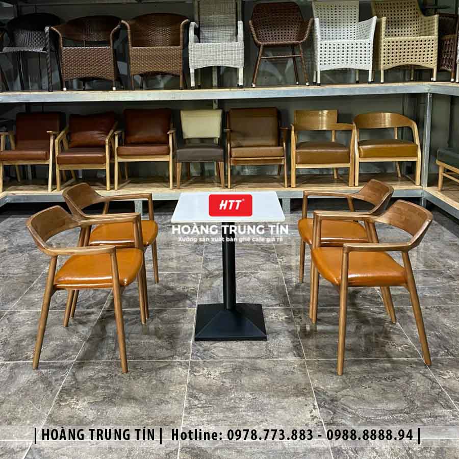 Bàn ghế cafe gỗ nệm HTT018