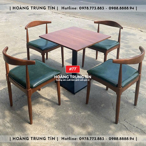 Bàn ghế cafe gỗ nệm HTT008