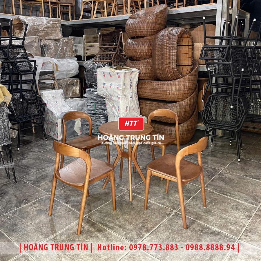 Bàn ghế cafe gỗ cao cấp HTT06