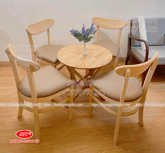 Bộ bàn ghế gỗ nệm cafe HTT-BGCF01