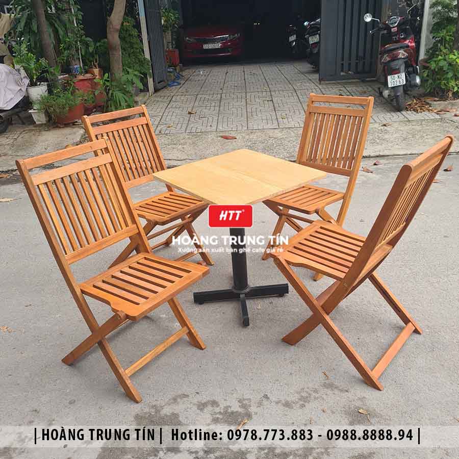 Bàn ghế cafe gỗ ngoài trời HTT01