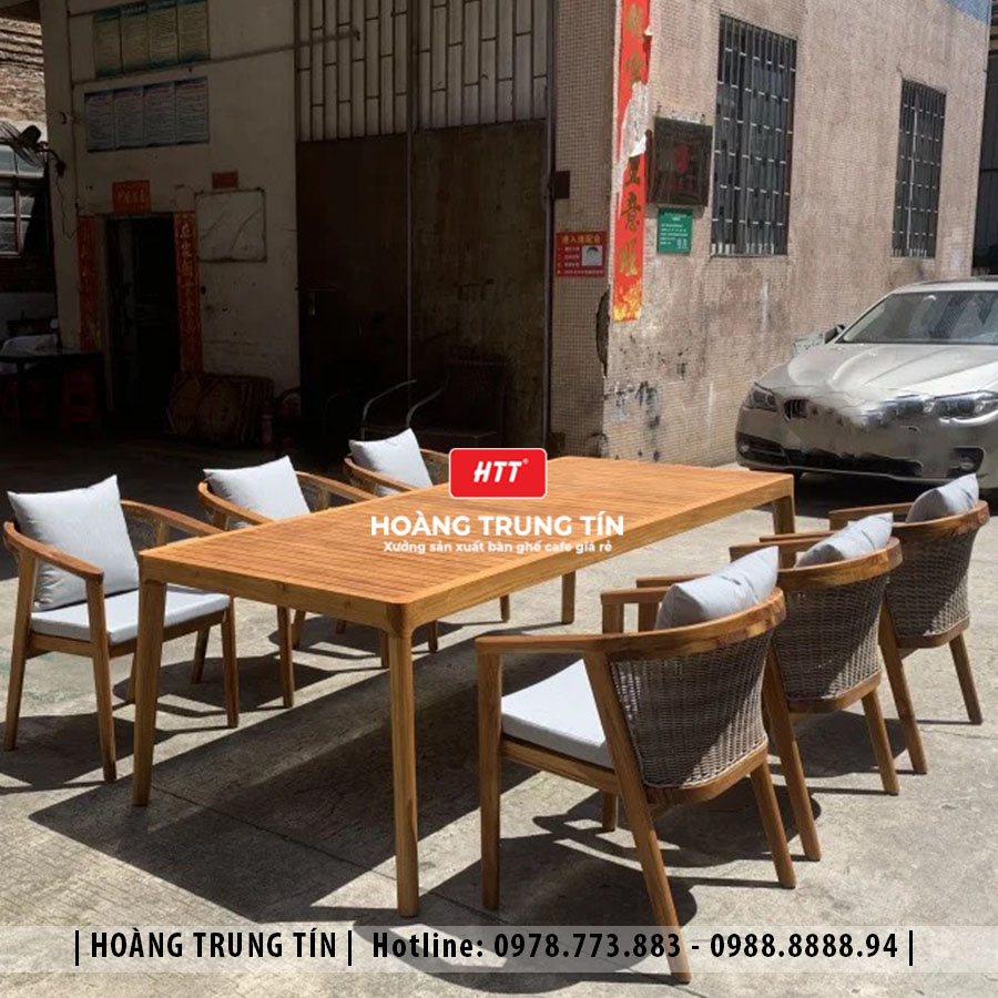 Bàn ghế gỗ nệm cao cấp HTT07