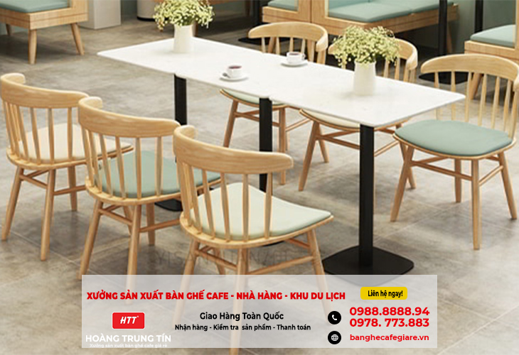 Bộ bàn ghế gỗ cafe cao cấp HTT-BGCF01
