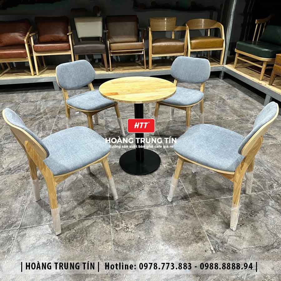 Bàn ghế cafe gỗ nệm HTT019