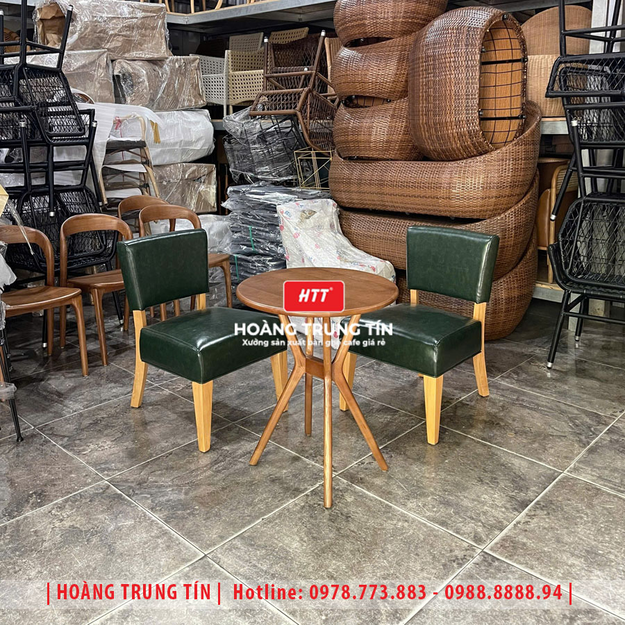 Bàn ghế cafe gỗ nệm HTT024