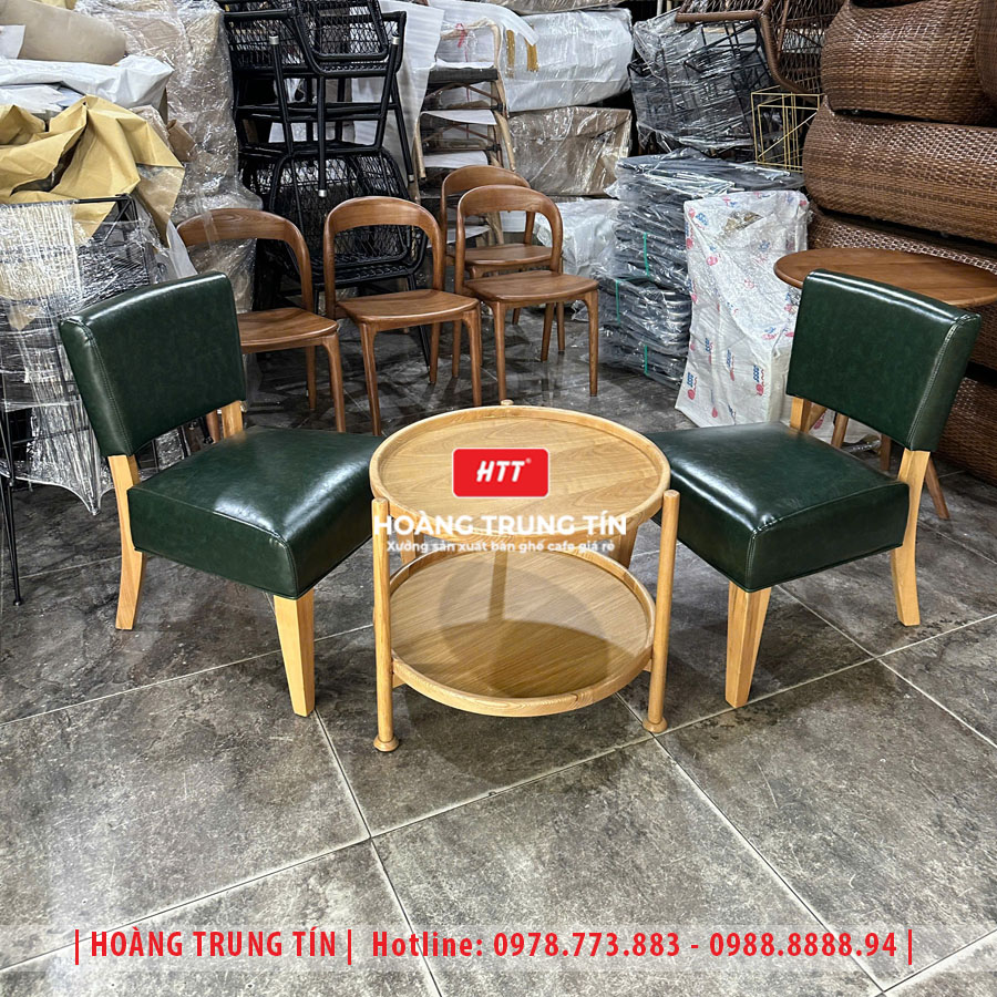 Bàn ghế cafe gỗ nệm HTT024