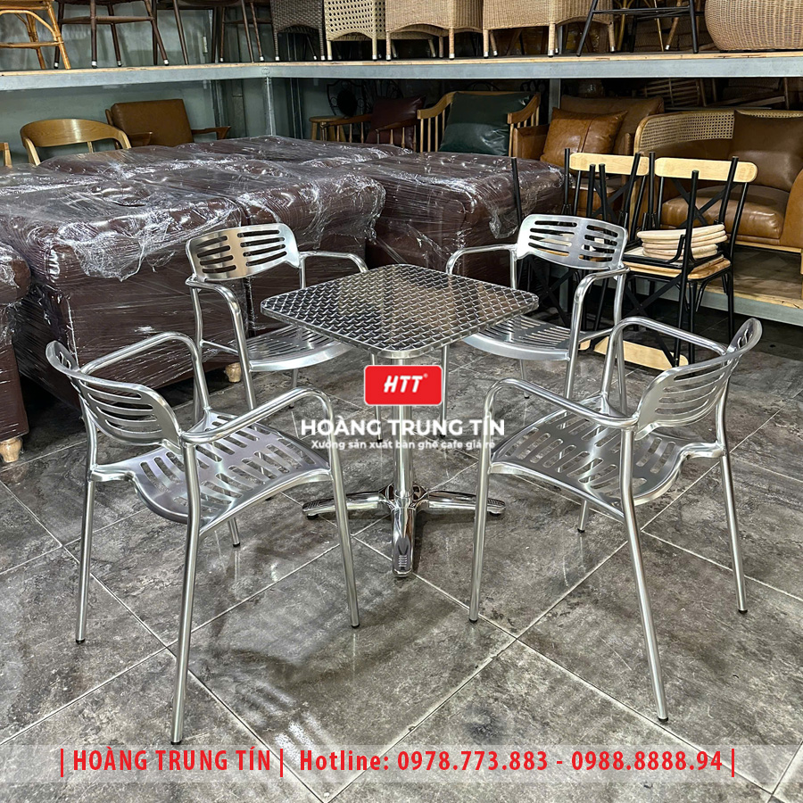Bàn ghế cafe nhôm ngoài trời HTT01