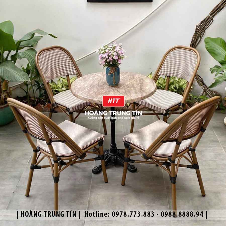 Bàn ghế cafe nhôm lưới ngoài trời HTT07