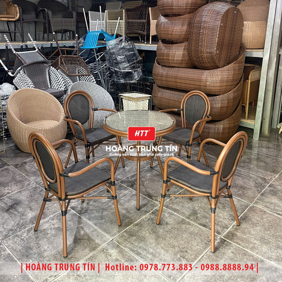 Bàn ghế cafe nhôm lưới nhập khẩu HTT01
