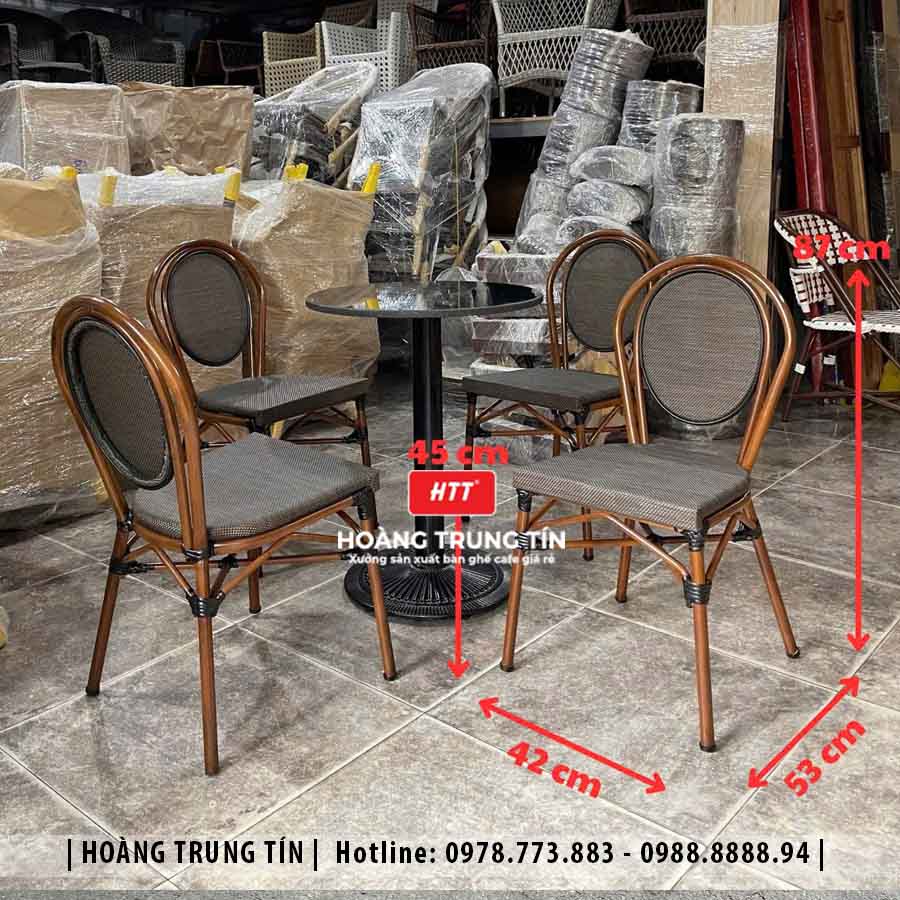 Bàn ghế cafe nhôm lưới ngoài trời HTT06