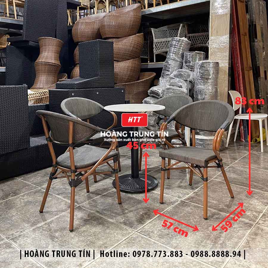 Bàn ghế cafe nhôm lưới ngoài trời HTT01