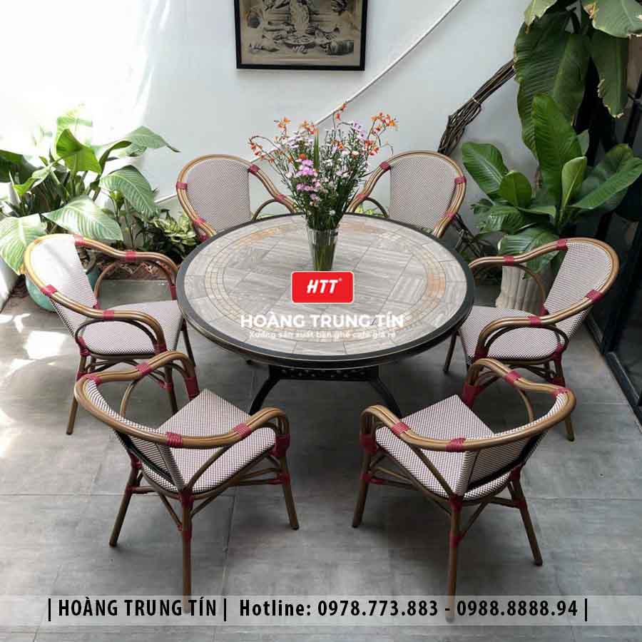 Bàn ghế cafe nhôm lưới ngoài trời HTT07