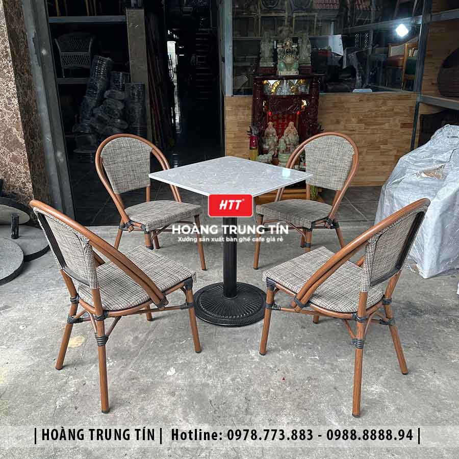 Bàn ghế cafe nhôm lưới ngoài trời HTT06
