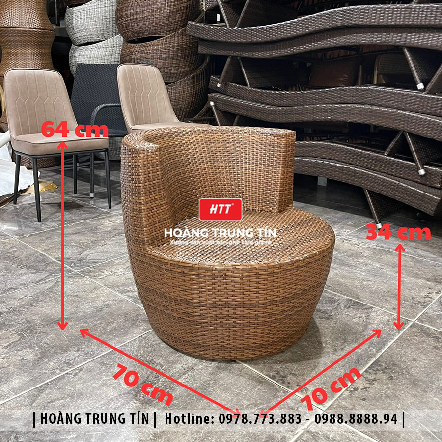 Bàn ghế chai đan nhựa giả mây ngoài trời HTT01