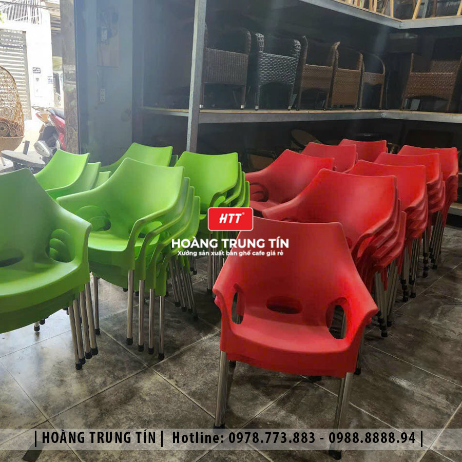 Bàn ghế cafe nhựa đúc ngoài trời HTT06