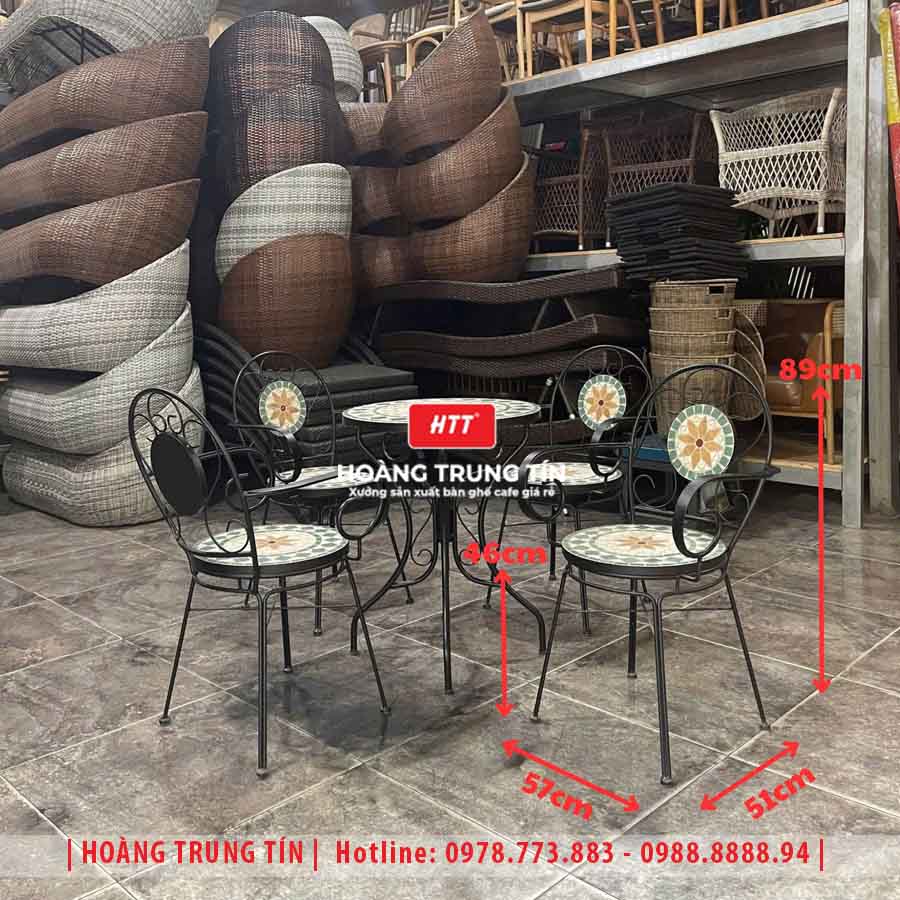 Bàn ghế cafe sắt gạch ngoài trời HTT01