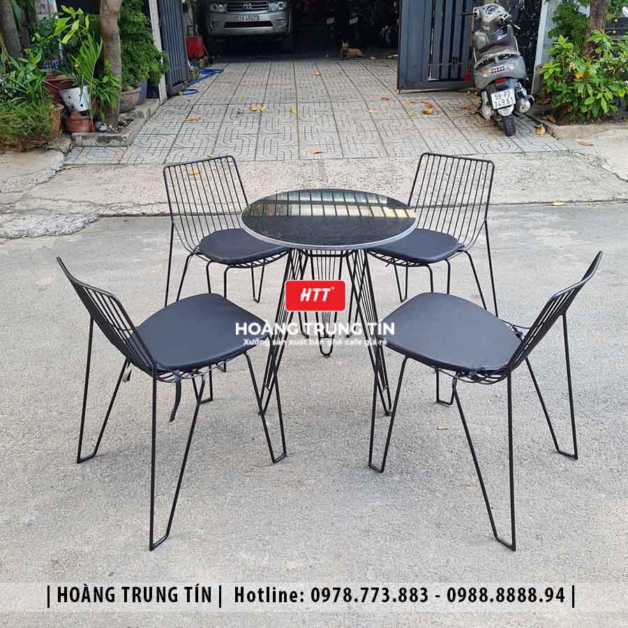 Bàn ghế sắt cafe ngoài trời HTT03