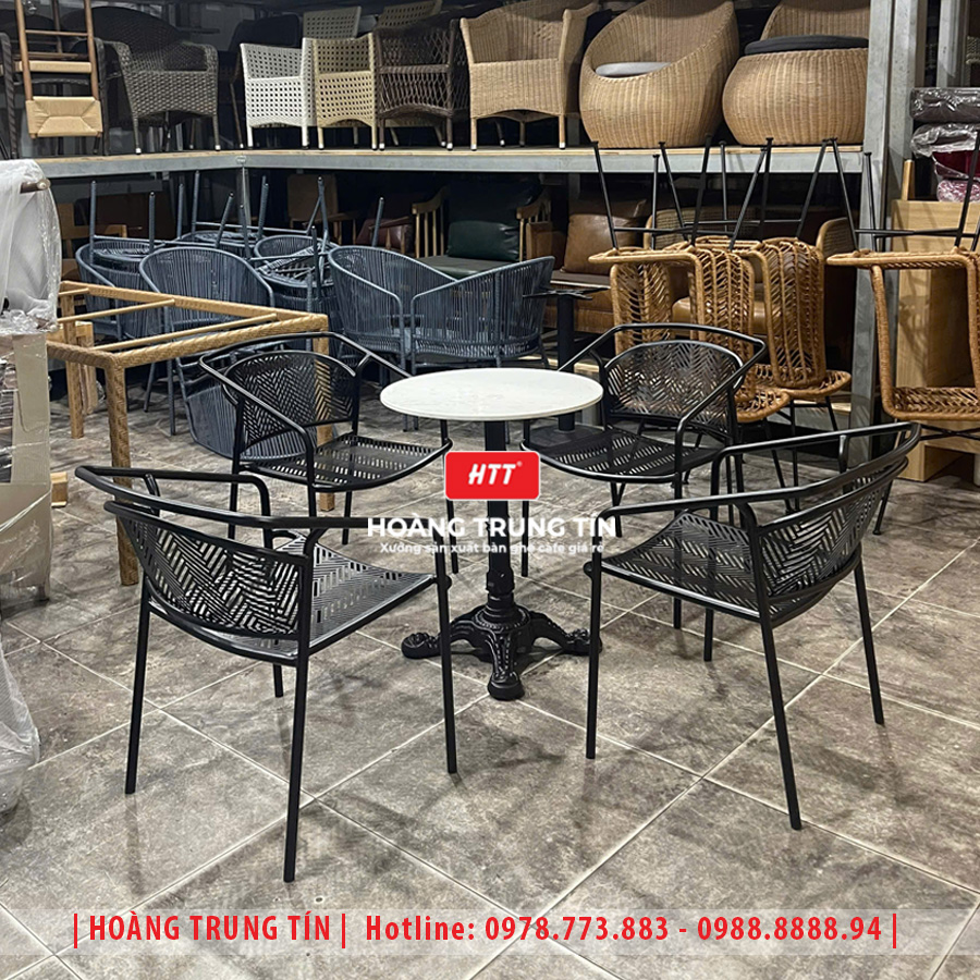 Bàn ghế sắt cafe ngoài trời HTT27